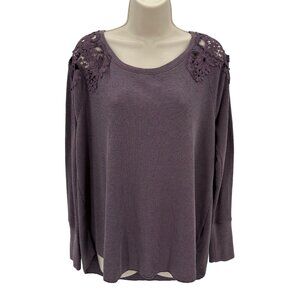 American Eagle Outfitters Womens Lace Thermal Knit  Long Sleeve Size L Purple